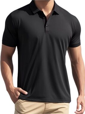 TOMMY HILFIGER Men's Black Short Sleeve Polo Large